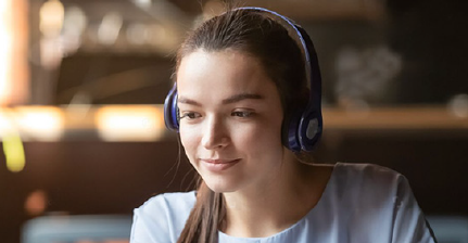 Student with headphones