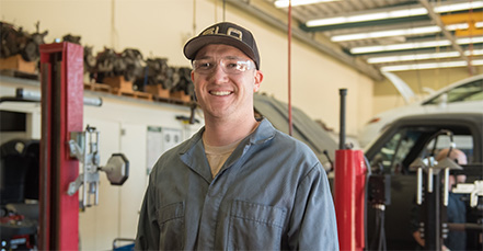 Student in auto tech class
