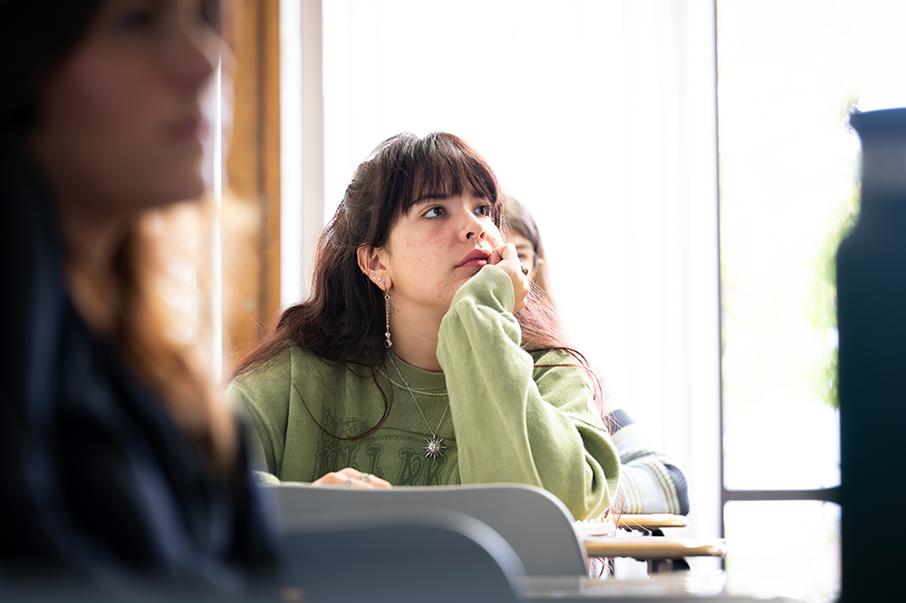 Student listening intently