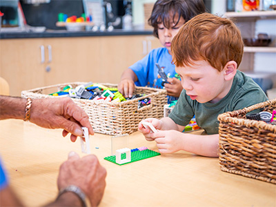 Children playing with legos