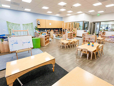 classroom with tables