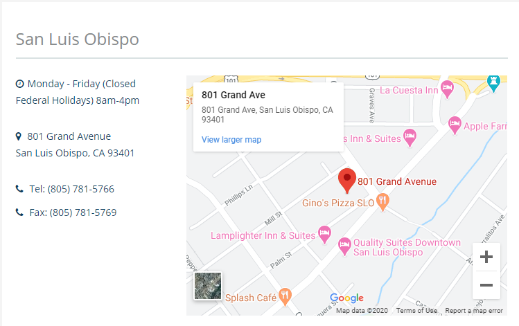 SLO County Veteran Services Office map